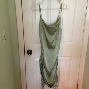 green satin dress